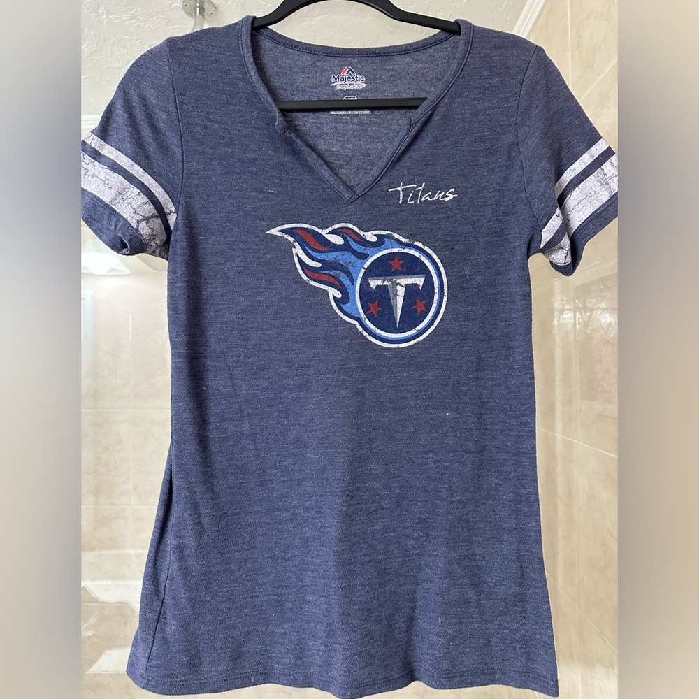 Titans Majestic Navy Heather Tee